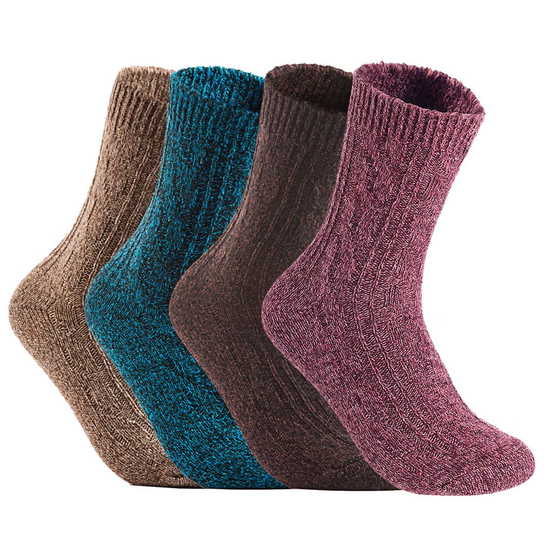 Meso HR1613 Women's 4-Pair Soft Wool Crew Socks - Random Colors - Image 2