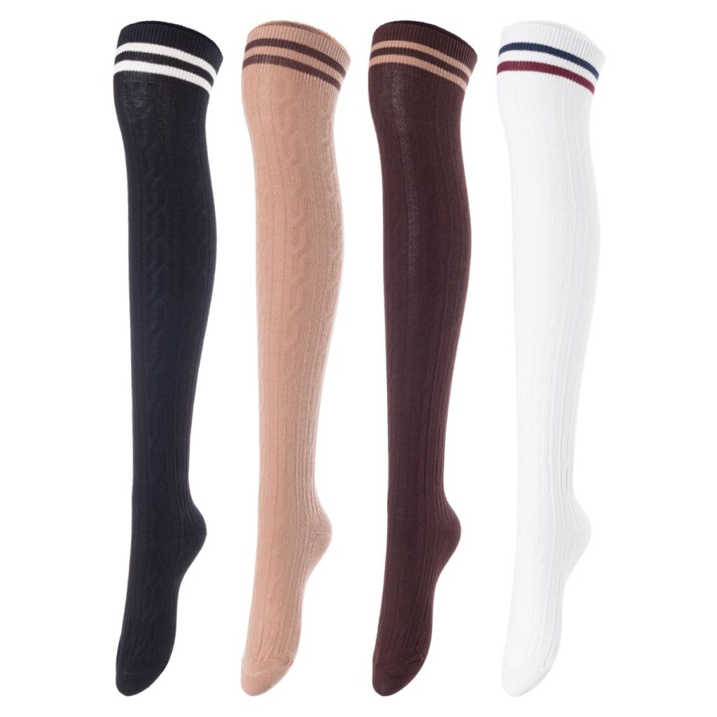 JMYP1023 Women's 3-Pair Cotton Knee-High Socks - Random Colors