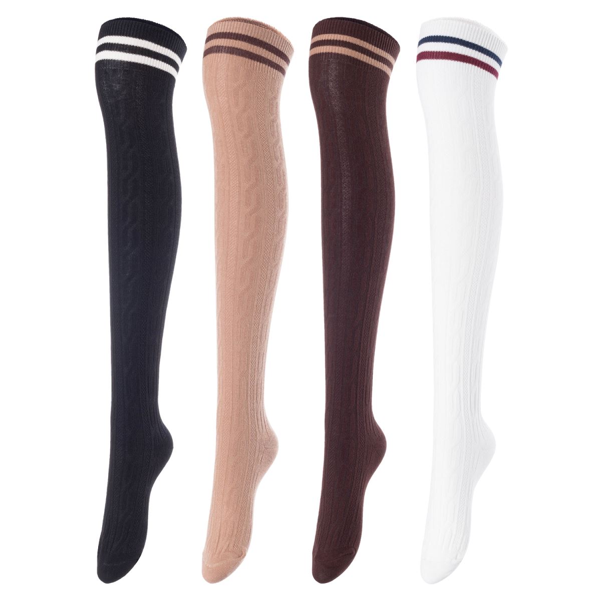 JMYP1023 Women's 3-Pair Cotton Knee-High Socks - Random Colors