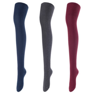 JMYP1025 Women's 3-Pair Cotton Thigh-High Socks