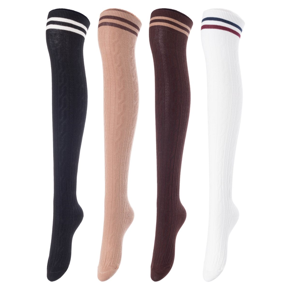 Meso Women's 4-Pair Cotton Knee-High Socks - Assorted Colors - Image 2