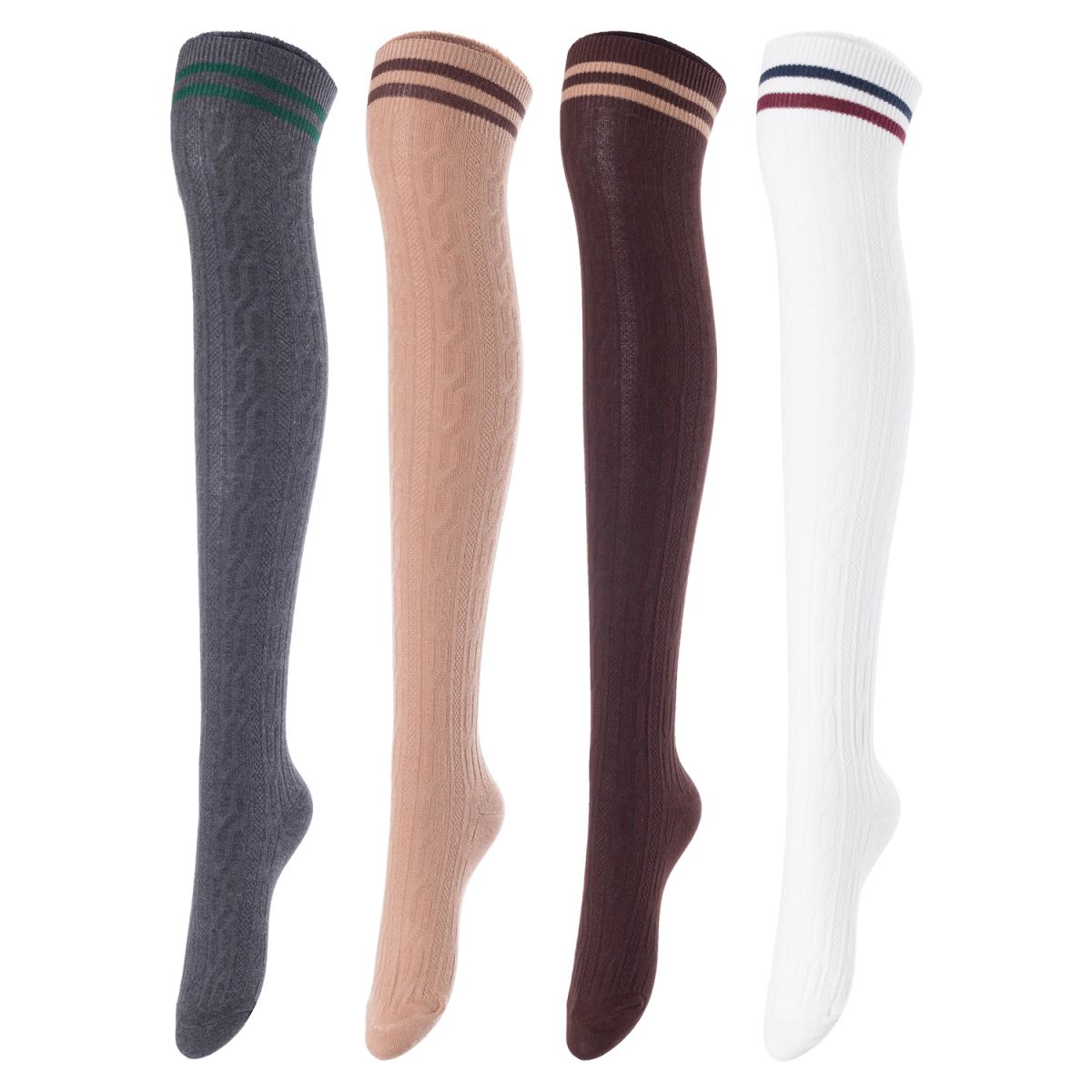 Meso Women's 4-Pair Cotton Knee-High Socks - Assorted Colors - Image 3