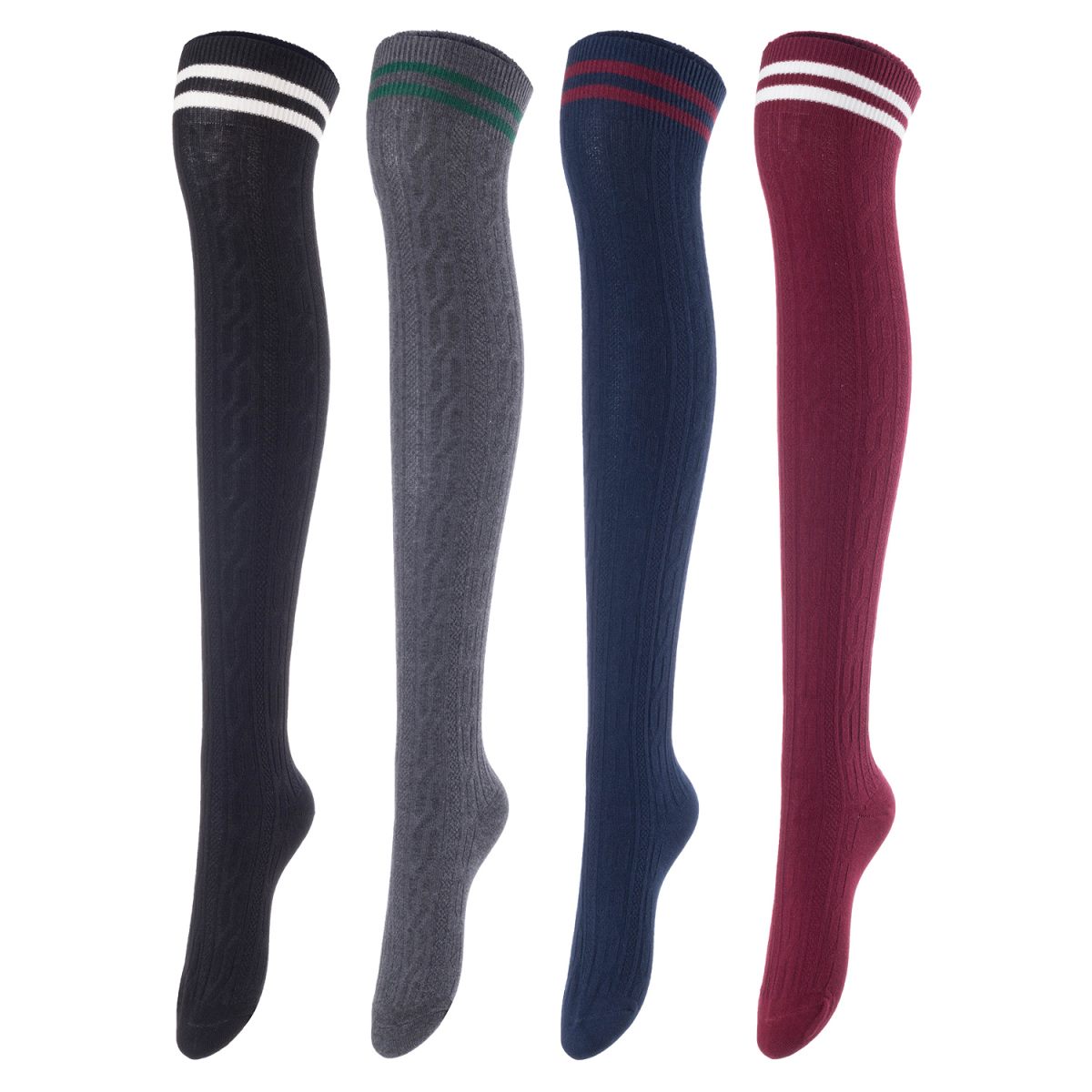 Meso Women's 4-Pair Cotton Knee-High Socks - Assorted Colors - Image 4