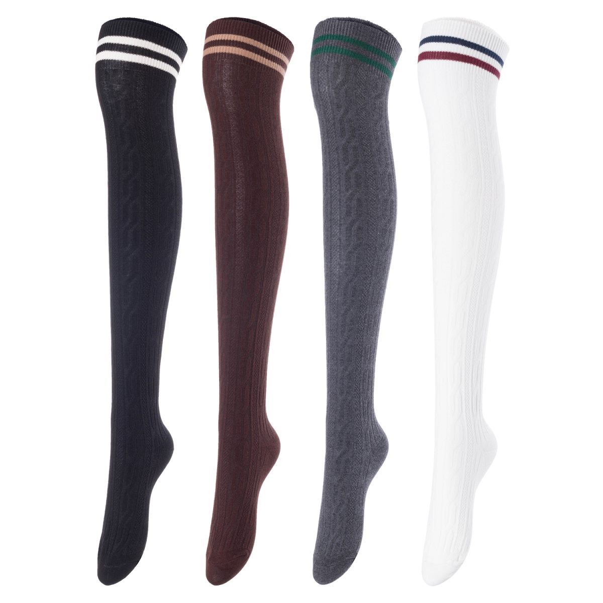 Meso Women's 4-Pair Cotton Knee-High Socks - Assorted Colors - Image 5