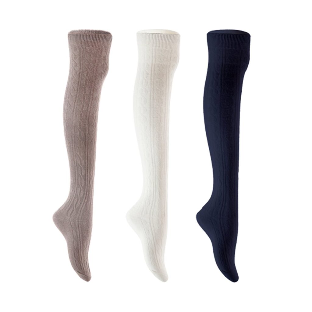 JMYP1024 Women's 3-Pair Cotton Knee-High Socks