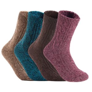 Meso HR1613 Women's 4-Pair Soft Wool Crew Socks - Random Colors